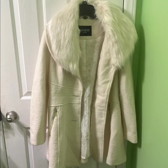 Cream Coat with Faux Fur Collar - Picture 2 of 11